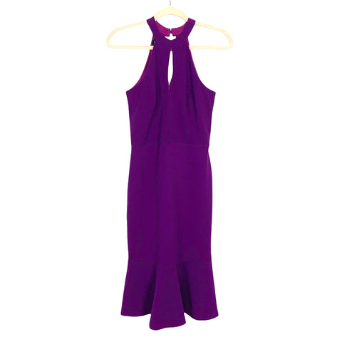 Bebe Purple Halter Neck Flare Hem Dress- Size 2