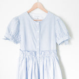 English Factory Striped Button Up Dress with Ruffle Detail Waist- Size S