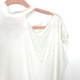 Hailey & Co Ivory Cold Shoulder Distressed Top NWT- Size S