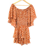 Forever 21 Contemporary Rust/Cream Dot Smocked Waist Dress NWT- Size S