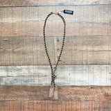 Guess Gold and Black Leather Strap with Knot and Gold Chain Tassel Long Necklace NWT