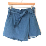 Blue Blush Chambray Paperbag Waist Skirt with Shorts Underneath NWT- Size M