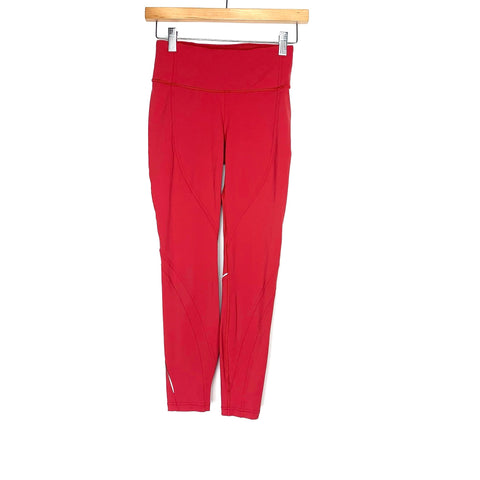 Lululemon Red Crop Leggings with Back Reflectors- Size 4 (Inseam 23.5")