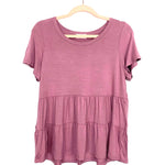 Pink Lily Purple/Pink Ruffle Hem Top- Size S