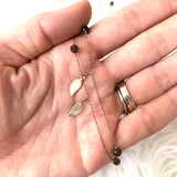 No Brand Gold Chain Necklace with Black Beads and Tiny Leaf Charms