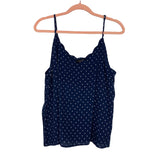 Amaryllis Navy Sailboat Scallop V-Neck Tank Top- Size S