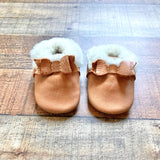 Freshly Picked Leather Shearling Bow Moccasins- Size 1