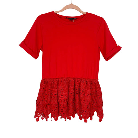 Endless Rose Red Lace Bottom Top- Size XS