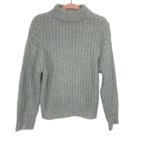 JustFab Grey Wool Blend Chunky Knit Mock Neck Sweater- Size XS
