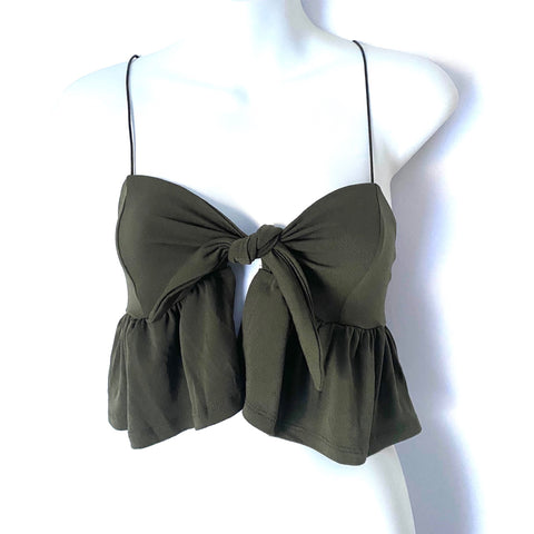 Urban Outfitters Olive Front Tie Crop Top- Size XS