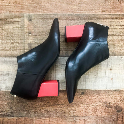 Manila Grace Black Red Heel Ankle Booties- Size ~10 (see notes)