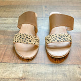 Dolce Vita Animal Print/Camel Double Strap Low Heel Sandals- Size 9.5 (see notes)