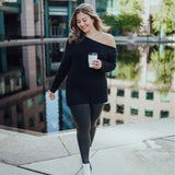 Treasure & Bond Black Wide Neck/Off the Shoulder Sweater- Size L