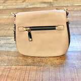 Marc Jacobs Tan Leather Crossbody with Black/White/Metallic Gold Strap