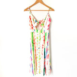 Aura Tie Front Button Up Bright Colorful Dress- Size S