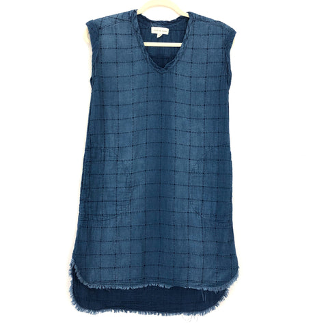 Cloth & Stone Cap Sleeve Chambray Check Stitch Dress- Size XS