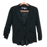 Gibson Black Ruched Sleeve Pleated Back Blazer- Size S