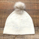 Talbots Cream Snowflake Beanie With Poof NWT