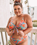 Swimsuits For All Red Tropical Floral Bikini Top- Size 16 (TOP ONLY)