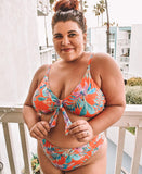 Swimsuits For All Red Tropical Floral Bikini Top- Size 16 (TOP ONLY)