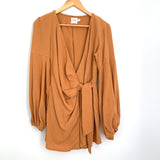 Princess Polly Mustard Faux Wrap Romper- Size 4