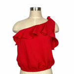 ASTR Red Ruffle One Shoulder Top- Size L