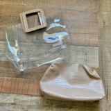 No Brand Clear Handbag with Leather Handles and Small Removable Zipper Bag