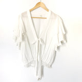 Free People Intimately White Tiered Ruffle Sleeve Tie Front Bodysuit- Size XS