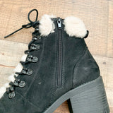 Madden Girl Black Faux Fur Lined Lace Up Boots- Size 9 (see notes)