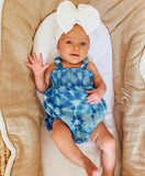 Angel Dear Baby Girl Smocked Blue Tie-Dye Romper- Size 0-3M