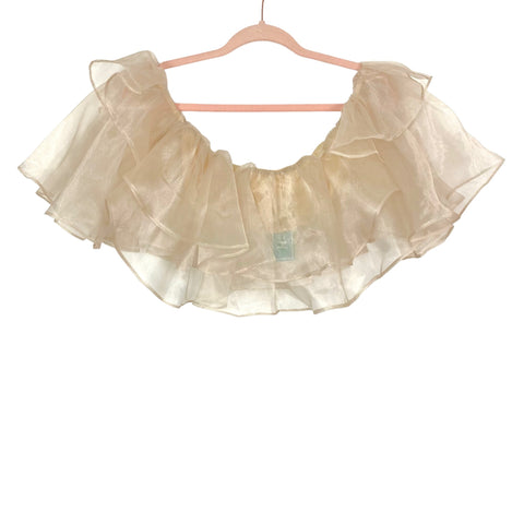Ivan Ivan Nude Metallic Tulle Crop Top with Attached Arm Sleeves NWT- Size S