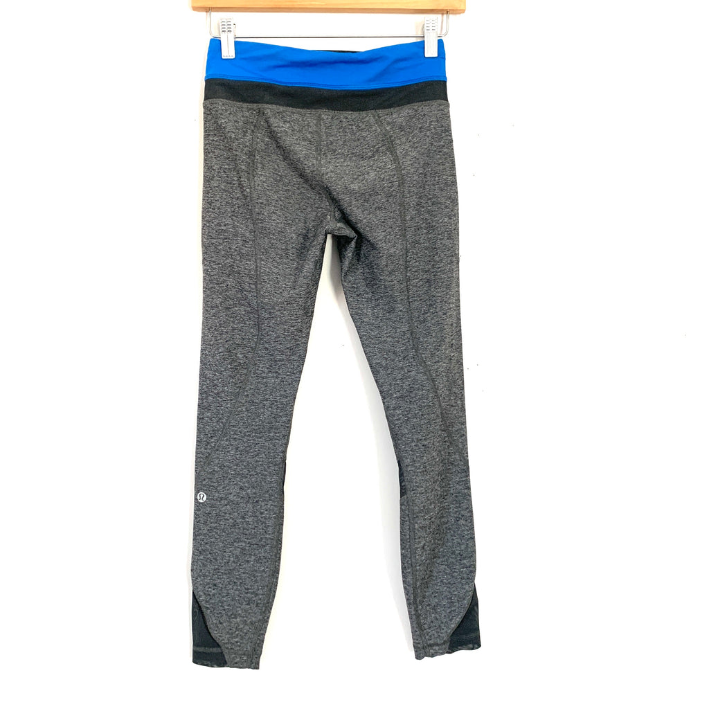 Lululemon Heathered Grey Legging with Blue Waist Panel and Front Zippe –  The Saved Collection