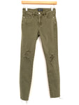 Abercrombie & Fitch Olive Distressed Super Skinny Jean- Size 24 (Inseam 26”)