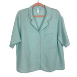 Stars Above Robins Egg Blue Gauze Lounge Button Up Top- Size L (sold out online, we have matching shorts)