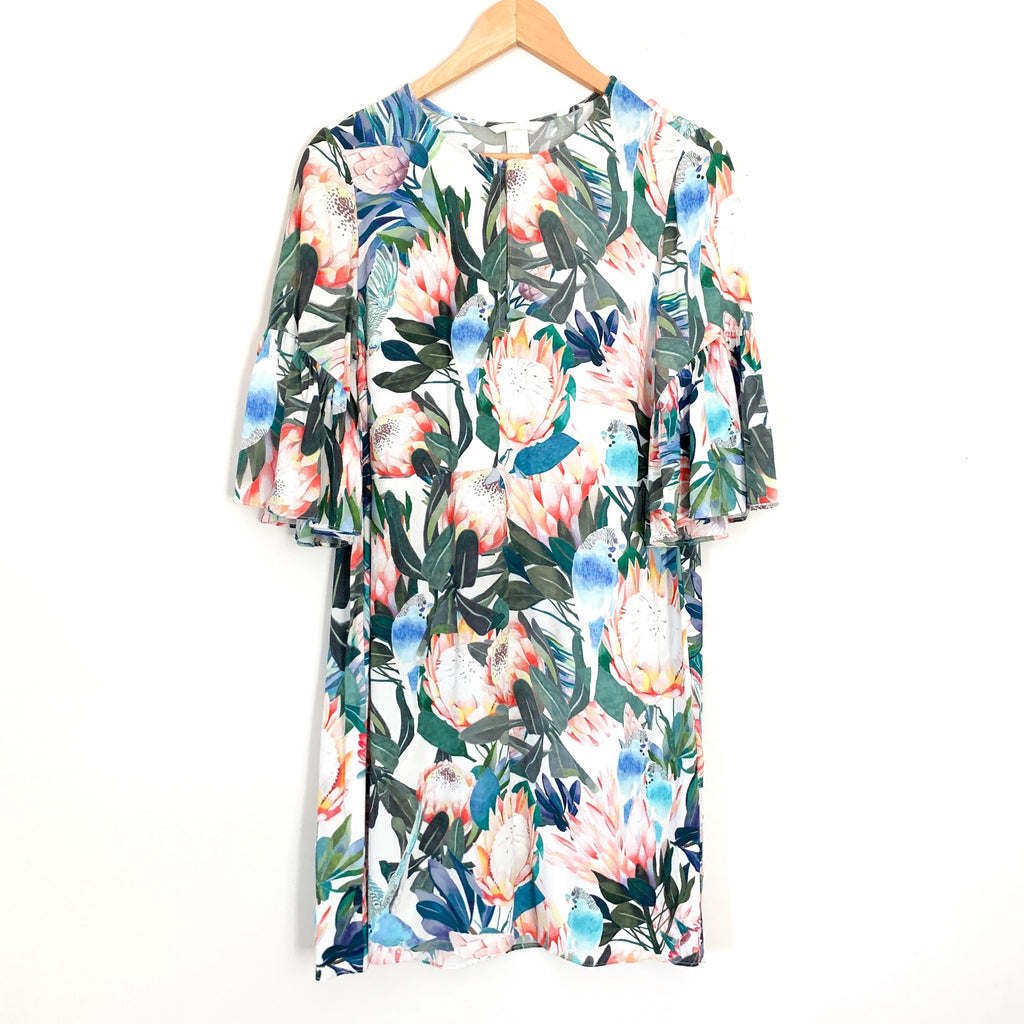 h&m floral mini dress H&M Floral Ruched Mini Dress