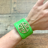 No Brand Faux Leather Tory Burch Green Cuff Bracelet NWT