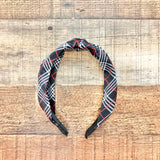 No Brand Black/White/Red Plaid Top Knot Headband