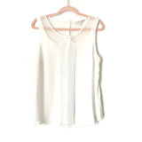 Lauren Conrad White Sheer Detail Blouse- Size L (see notes)