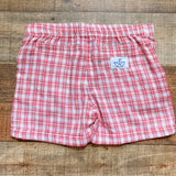 Little Paper Boat Red/White Checkered Linen Shorts- Size 5