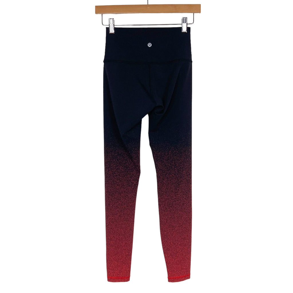 Lululemon Black with Neon Orange Speckle High Waisted Leggings