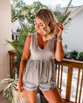 Vestique Heather Gray V-Neck Peplum Tank- Size M