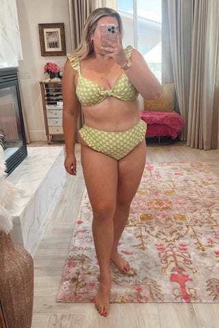 Show Me Your Mumu Green Flower Print Underwire Padded Bikini Top- Size XL (we have matching bottoms)