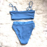 L*Space Blue Ribbed Bitsy Cut Bottoms- Size S (BOTTOMS ONLY)