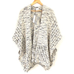 Sole Society Ivory and Black Chunky Knit Wide Short Sleeve Cardigan- One Size
