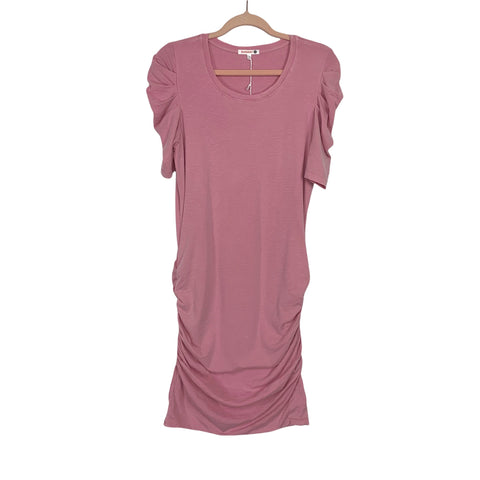 Sundry Pink Ruched Sides Puff Sleeve Dress NWT- Size 4 (US XL/14)