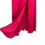 Karlie Hot Pink Smock Mock Neck Puff Sleeve Midi Dress- Size M