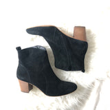 Steve Madden Black Suede Cowgirl Booties with Side Zipper- Size 8.5