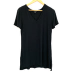 Halogen Black Cotton Stretch Tee with Side Slits- Size S