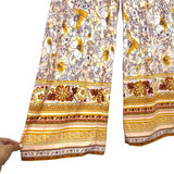 Band of Gypsies Blush Gold Floral Drawstring Waist Pants NWT- Size L (Inseam 31”)