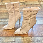 Olivia Ferguson Nude Suede Studded Boots- Size 7.5 (see notes)